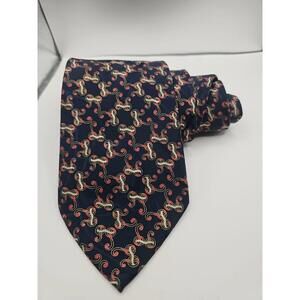 A. Taghi 100%‎ Silk Mens Tie Navy Red Gold  62" x 4"